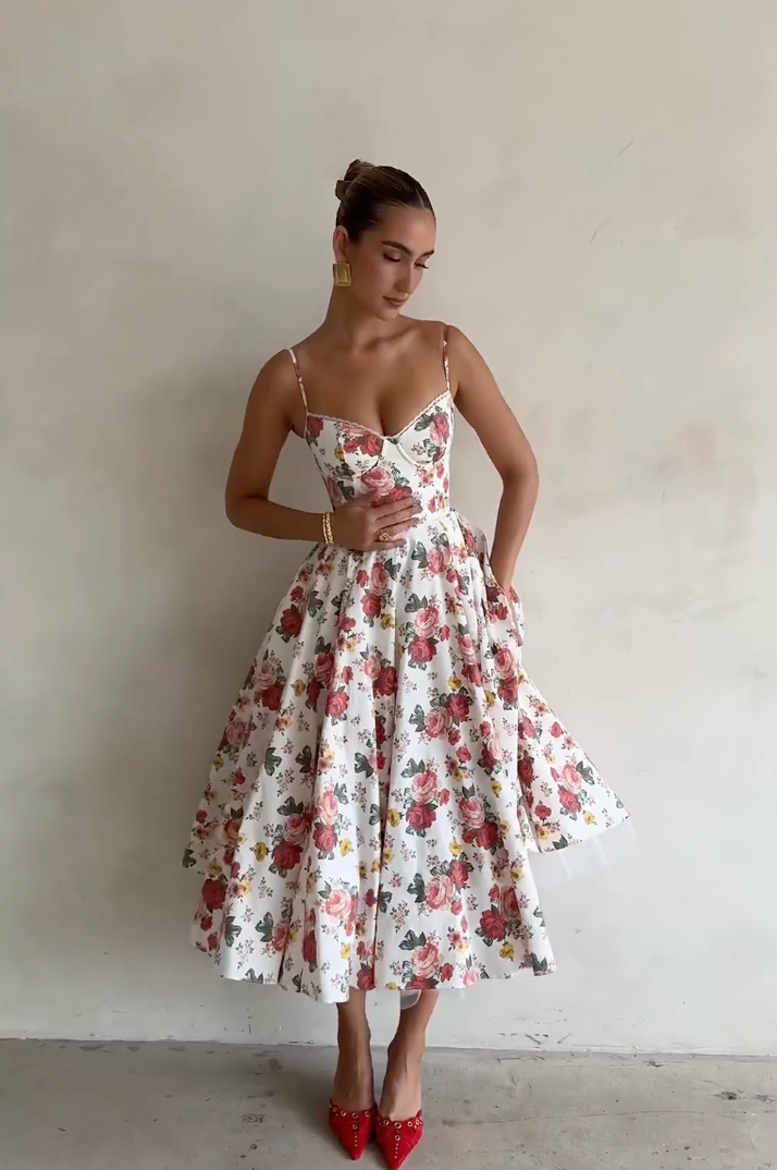 Rosa Bralette Midi Dress Ivory