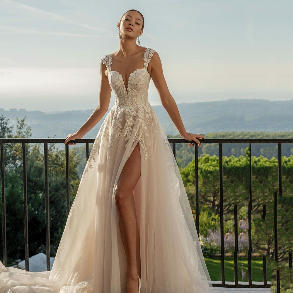 Robe Devina is an exquisite champagne floral bridal gown. Luxuriously crafted with a blend of quality fabrics that are lightweight and breathable, it is sure to add a touch of elegance to your special day.