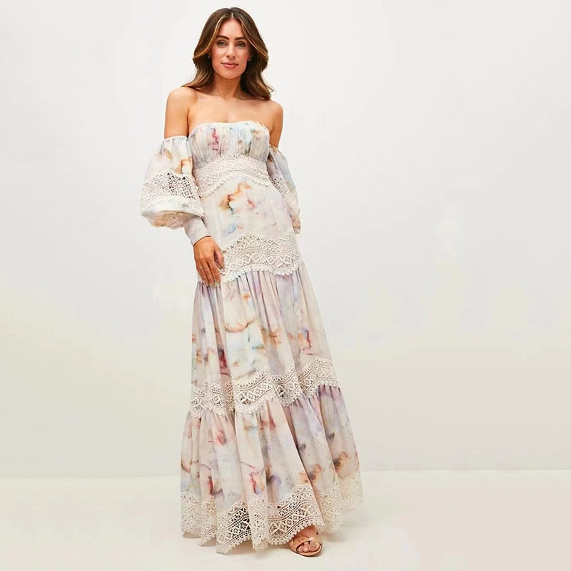 Embody the elegance of nature with the Robe Alessa, crafted with a beautiful floral maxi dress pattern. Featuring an exquisite silhouette that will make you stand out, this luxurious robe is perfect for the modern luxury-conscious. Soak in the graceful style of the Robe Alessa today.