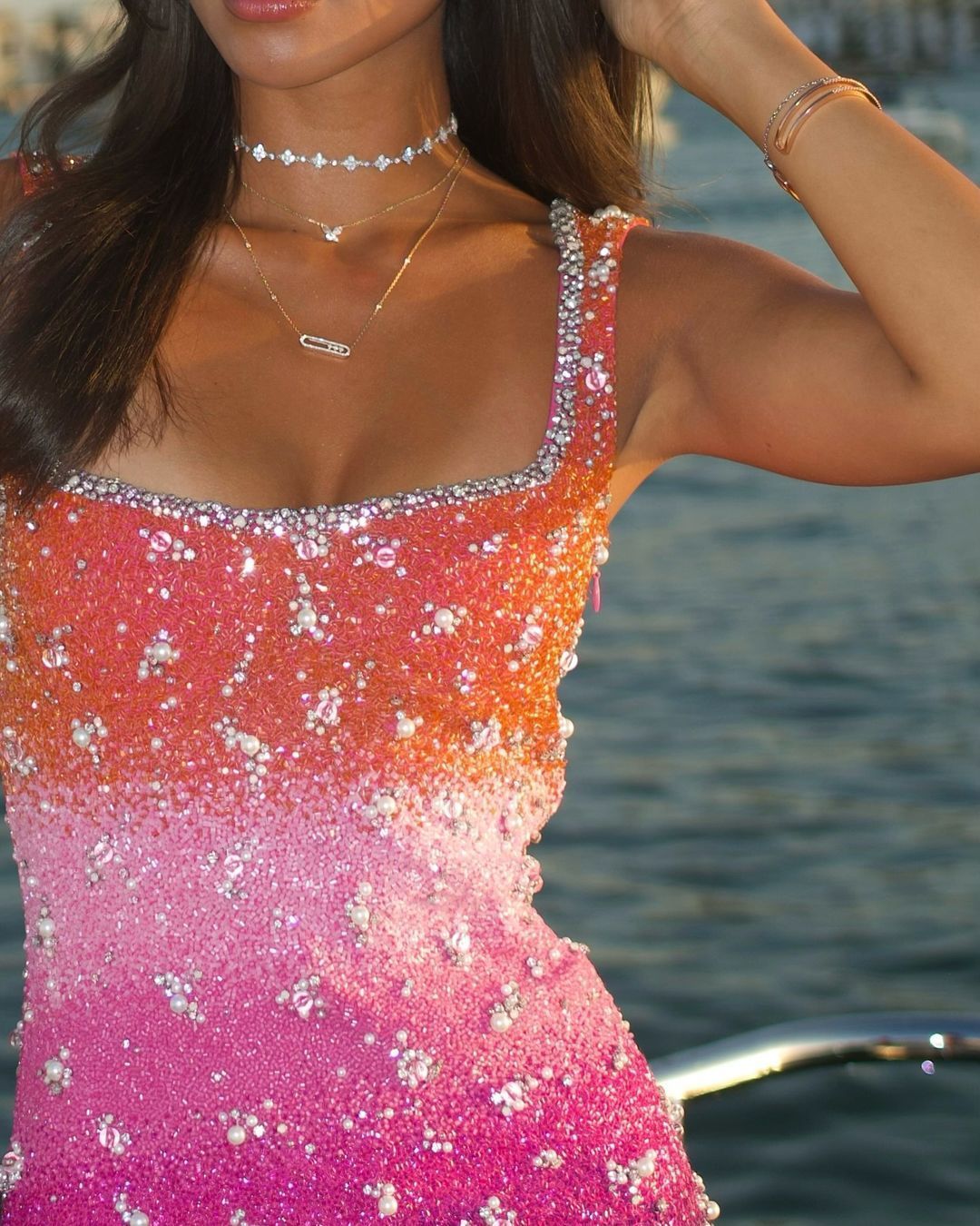 sunset beaded dress Staud Le Sable Dress in Sunset Suns