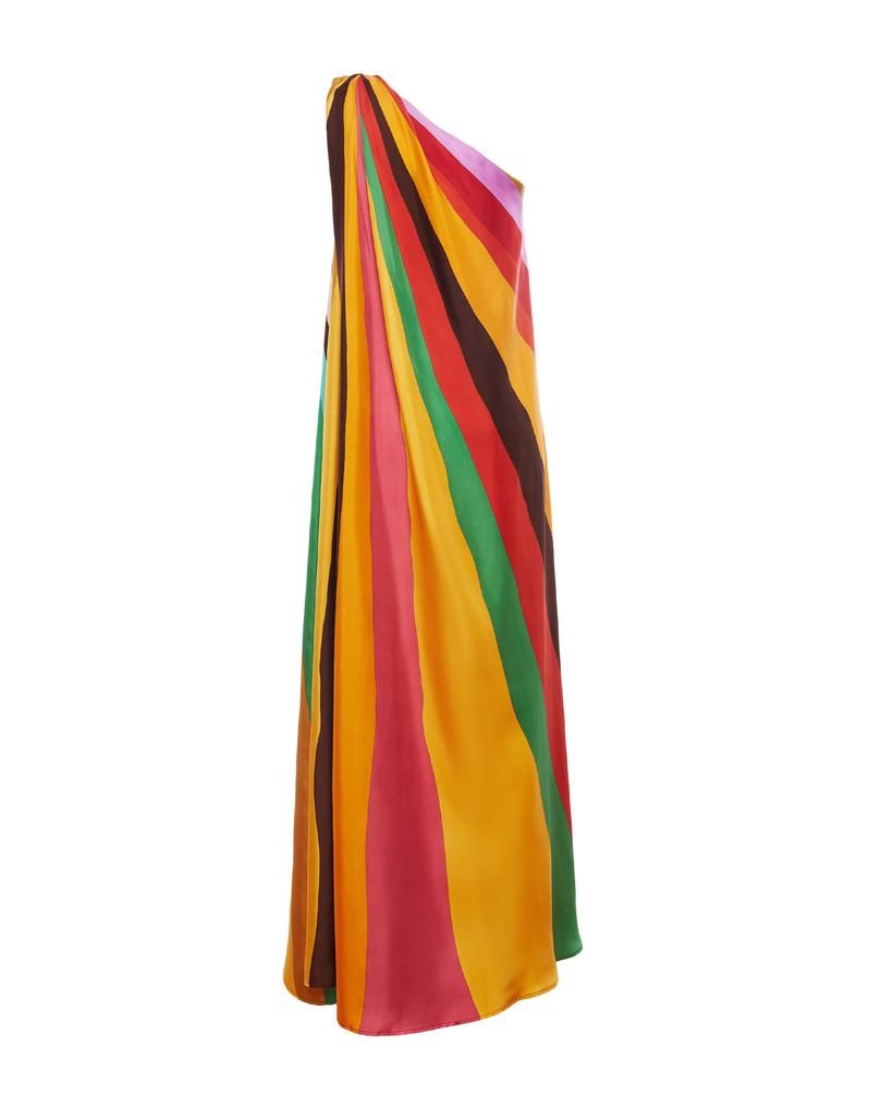 Step into the spotlight with the Roy Dress by La Double J, a one-shouldered showstopper inspired by the golden era of disco glamour. Crafted from luxurious silk twill sourced from Como, this voluminous column silhouette cascades elegantly off the shoulder, flowing into a generous floor-sweeping skirt that commands attention at every occasion. Practical yet stunning, it features hidden pockets and a captivating hand-placed print that speaks volumes without saying a word. 