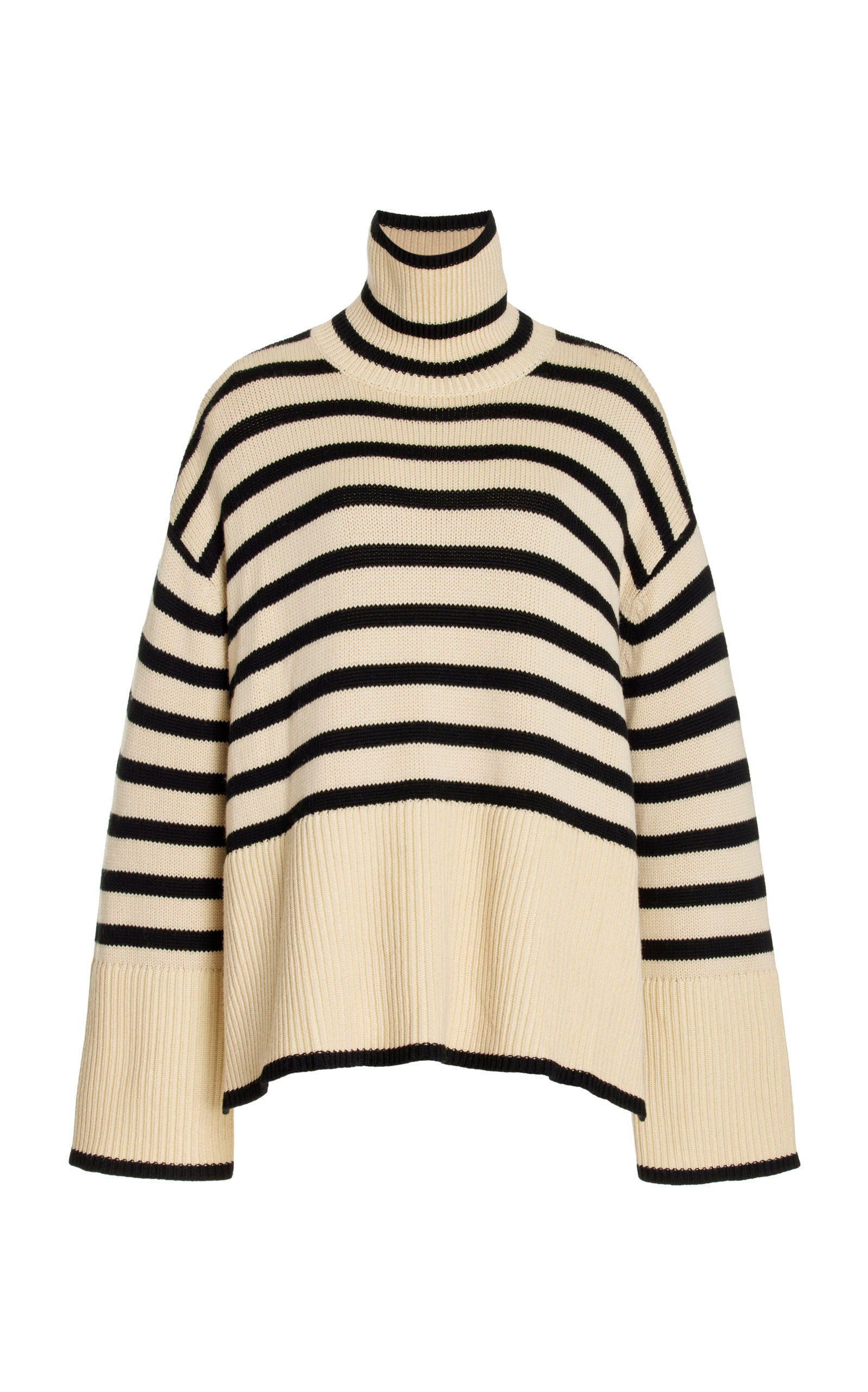Elevate your wardrobe with the Signature Stripe Wool-Cotton Turtleneck Sweater by Totême. Blending cozy wool and breathable cotton, this sweater offers unmatched comfort and timeless style. Its clean lines and minimalist design reflect Stockholm's refined aesthetic, making it a versatile staple perfect for effortless layering. Inspired by vintage classics, this turtleneck channels modern Scandi-cool, providing a chic, everyday uniform that stands out with subtle sophistication.