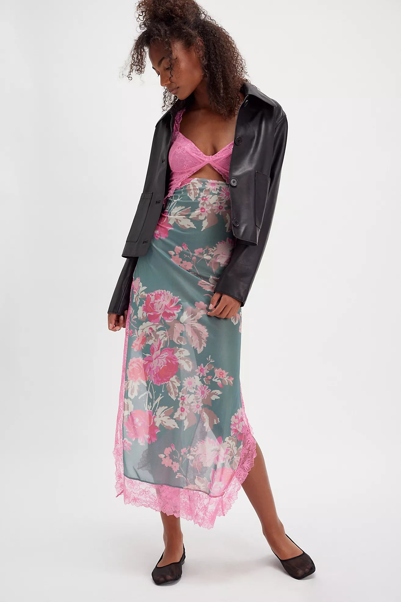 Slip into this sultry maxi and command attention. The sweetheart neckline and daring back cutout create an irresistible silhouette, while delicate sheer mesh with floral print and intricate lace detailing add sophistication. A front bust cutout and side-slit detailing showcase your style with confidence. The formfitting design flows to a graceful maxi length, finished with cap-inspired sleeves and a hook closure. Perfect for those moments when you want to feel absolutely captivating.