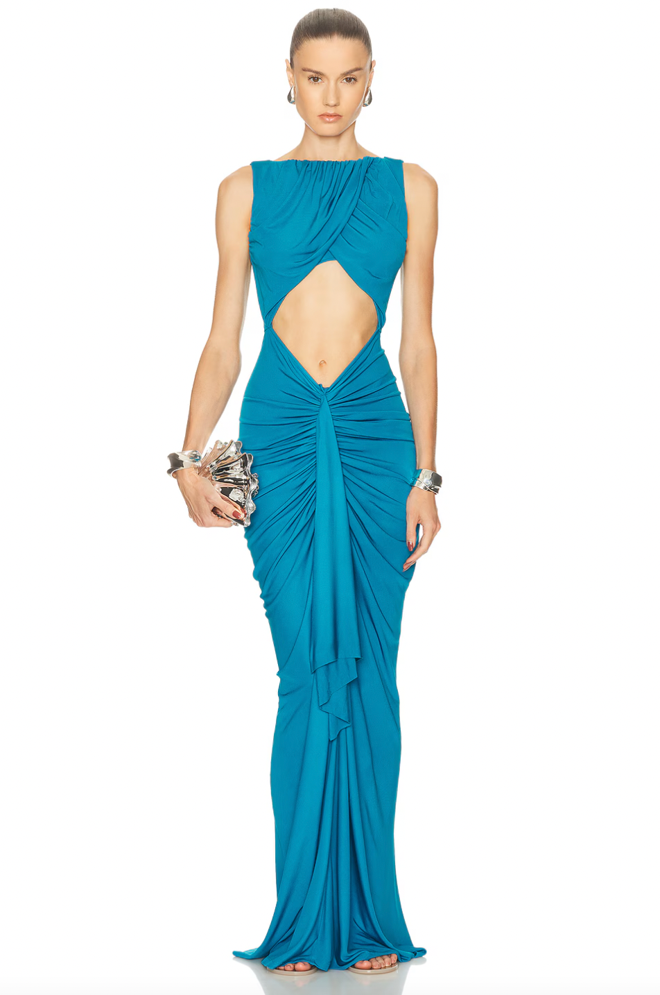 Elevate your wardrobe with this striking Bateau Drape Disconnect Tank Dress by Christopher Esber, designed to turn heads with its modern silhouette. The heavyweight jersey fabric provides a luxurious drape and comfortable fit, while the front cut-out and draped fabric accent create an eye-catching focal point. Partially lined at the bust for support and a hidden back zip closure for seamless styling. Perfect for making a bold statement at any occasion.