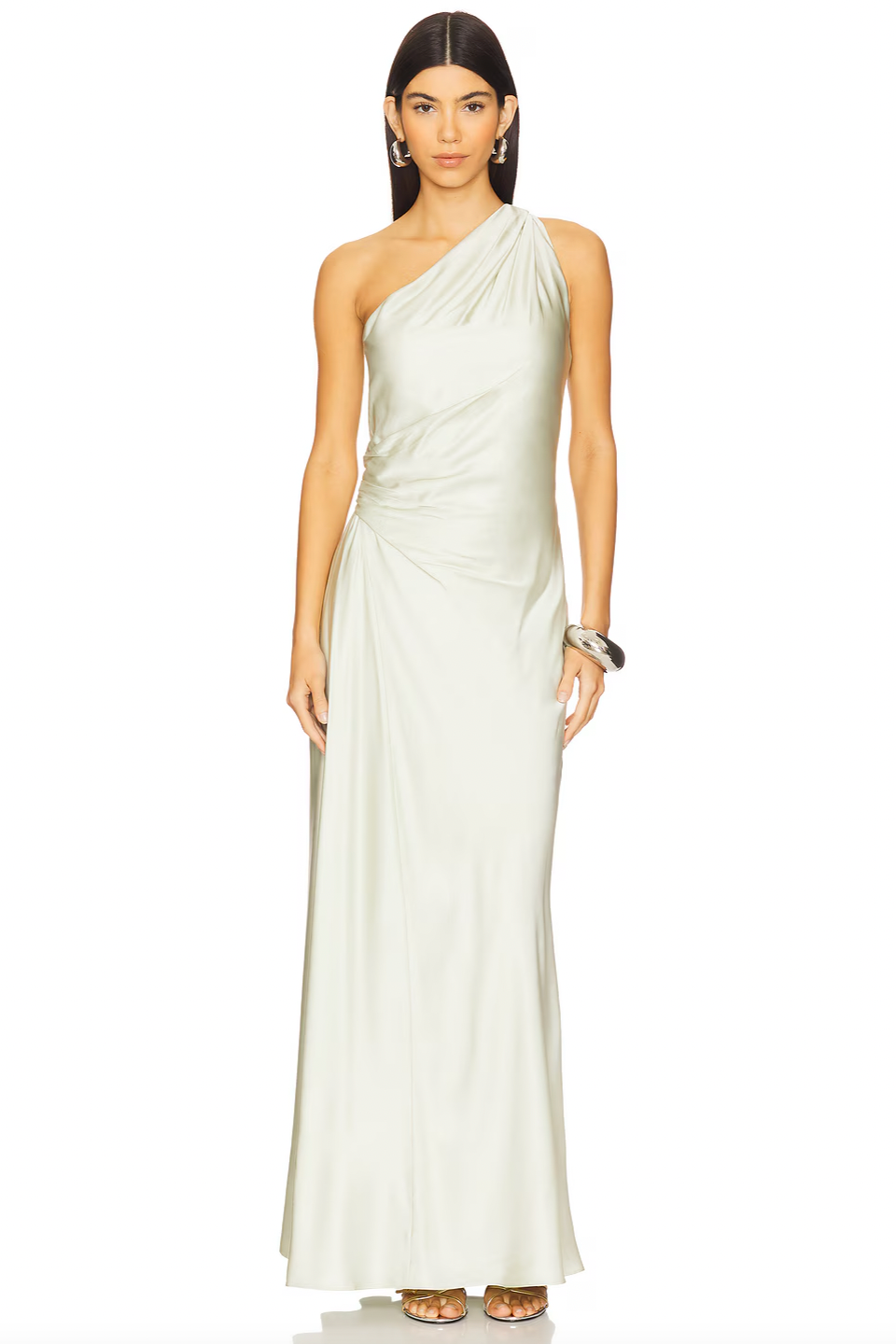 The Aster Satin One Shoulder Gown by A.L.C features a fully lined interior for optimal comfort and structure. Its hidden side zipper ensures a seamless silhouette, while the ruffled satin fabric adds sophisticated texture and movement. Perfect for formal occasions, this gown combines elegant design with practical details for a refined look.