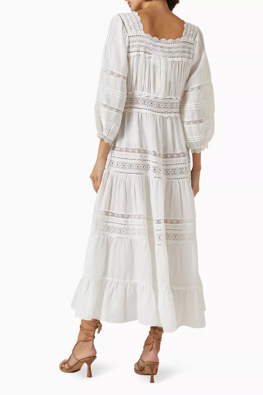 zamia lace trim maxi dress Crochet Lace Trim Maxi Dress