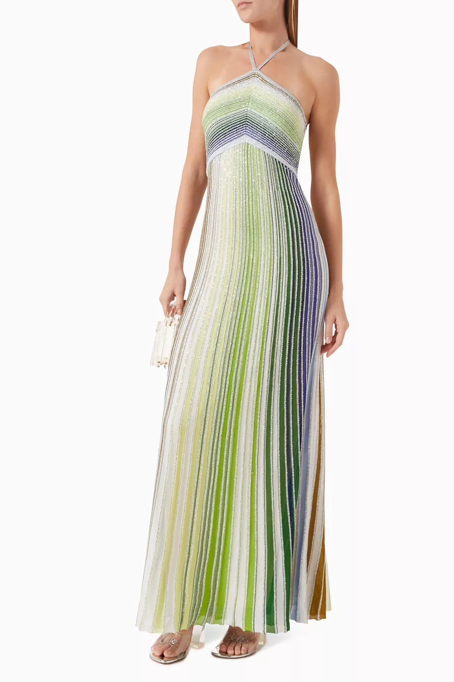 Missoni’s Sequin Striped Maxi Dress combines elegance and comfort for perfect seaside soirées. Made from a soft rayon blend, it ensures all-day ease while the fitted waist and flowing skirt create a flattering silhouette. This dress promises to elevate your style and confidence at every event.