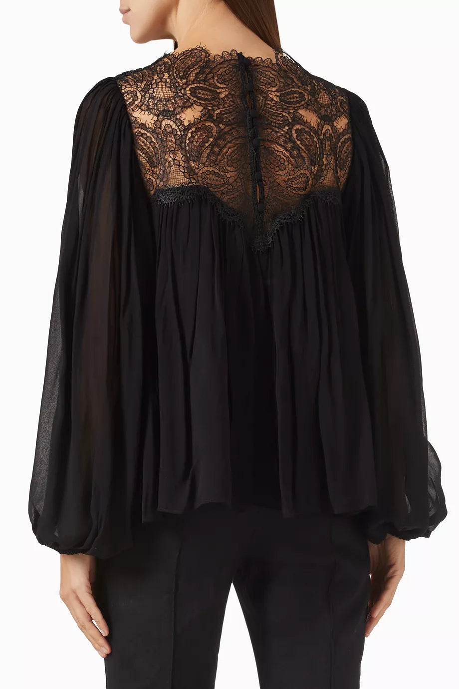 Shona Joy's blouse strikes a balance between style and comfort. Crafted from semi-sheer georgette and cut to a relaxed silhouette, it offers an airy, unrestrictive fit. Lace trims elevate your look from simple to sophisticated.