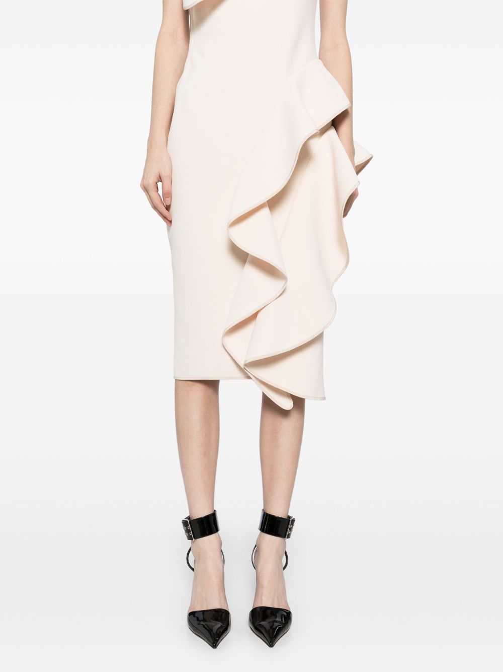 The Maticevski Rhythm dress is a beautifully crafted piece, perfect for any formal occasion. Imported, this elegant dress features a delicate pure cream color and a flattering one-shoulder design. The side zip fastening and ruffled detailing add a touch of sophistication to complete the look. Elevate your wardrobe with this timeless dress.