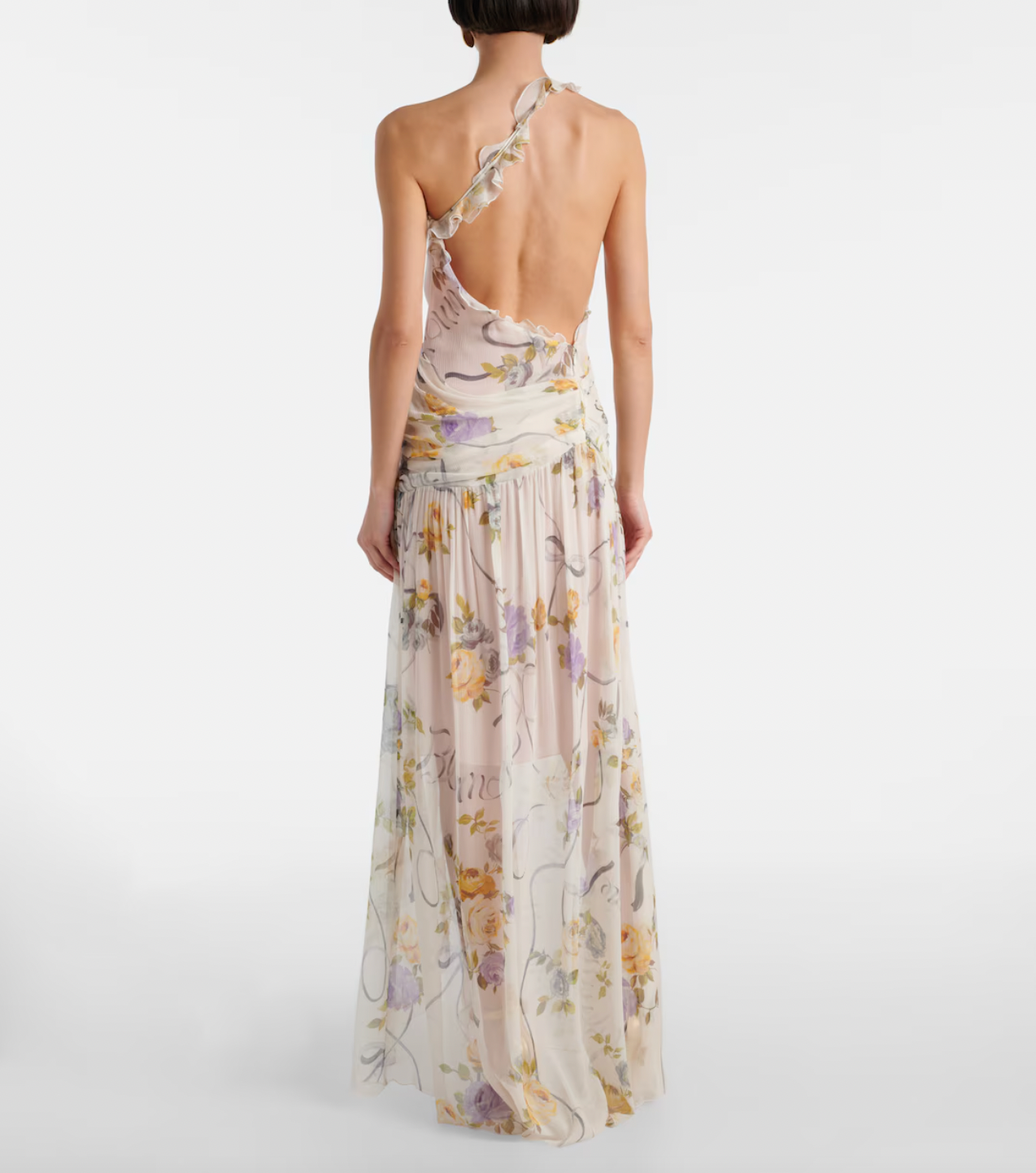 Step into a garden of elegance with this Floral Silk Creponne Maxi Dress by Blumarine. Its flowing silk fabric drapes beautifully, while vibrant floral patterns add a touch of whimsy. Perfect for dancing through sunny days or dreamy evenings, this dress combines comfort with effortless charm to brighten any occasion.