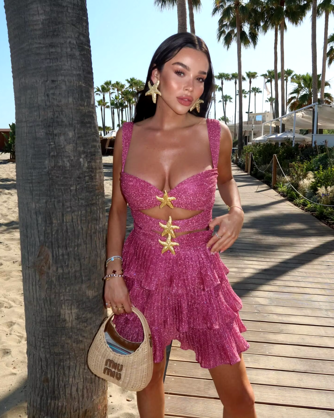 pink starfish dress Hollow Out Starfish Sequin Mini Dress