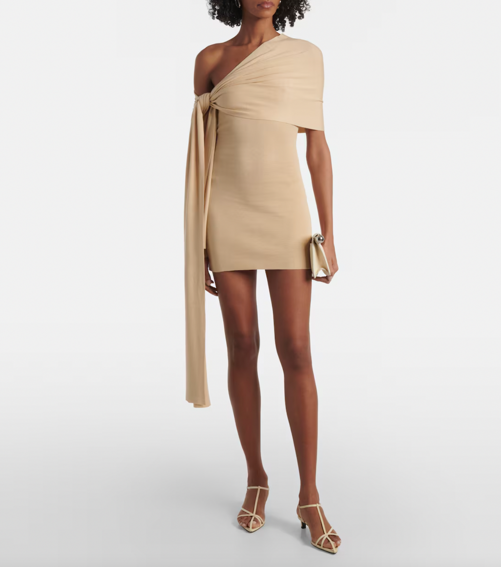 Elevate your style with the Chara one-shoulder silk-blend minidress by Aya Muse! Made with a luxurious blend of silk and viscose, this mini dress features an off-shoulder neckline and versatile tie options for a unique and chic look. Stand out from the crowd and feel effortlessly confident in this finely spun, high-quality piece.
