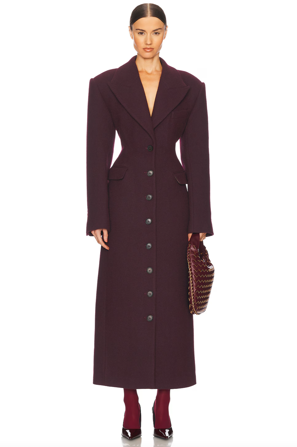 Elevate your outerwear collection with this Italian wool blend topcoat by Helsa, crafted for timeless sophistication. The front button closure and structured shoulder padding create a polished silhouette, while buttoned cuffs add refined detail. Practical breast welt and side flap pockets keep essentials within reach, and the darted waist design flatters your frame with subtle shaping. Constructed from luxurious brushed twill fabric, this coat delivers both comfort and durability for seasons of wear. 