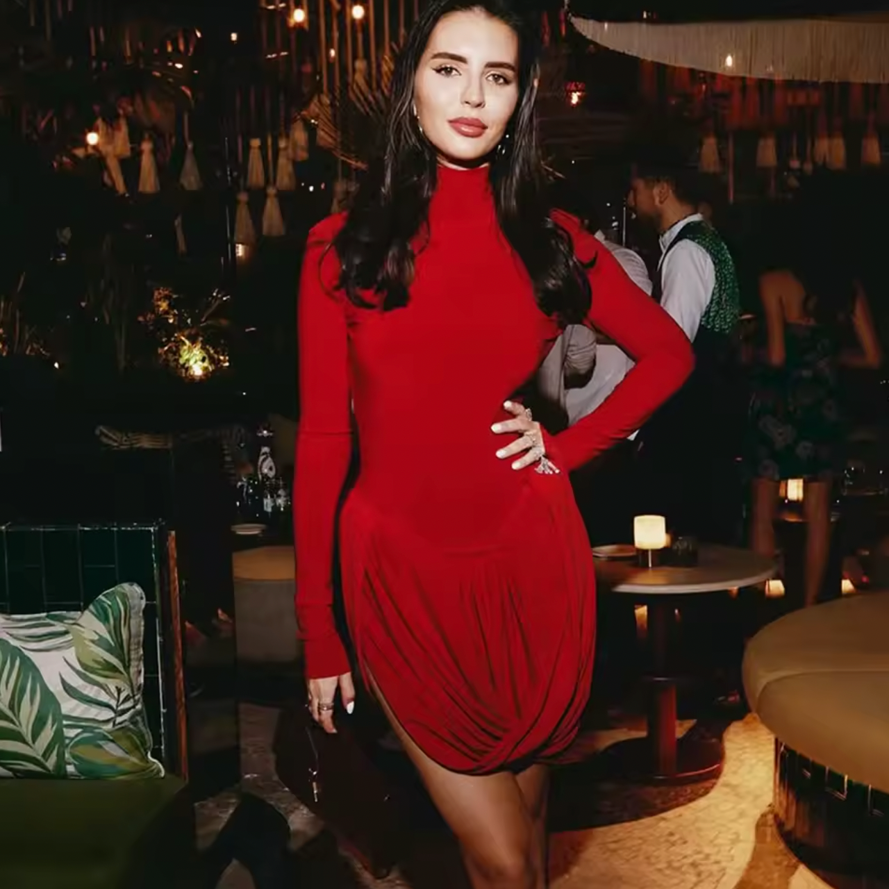 Get ready to turn heads in the Crimson Mini Dress! This stunning dress features a plunging square neckline, ruched design, and open back, making it perfect for summer parties and nights out. The solid color and irregular hem add a touch of elegance, while the sleeveless design keeps you cool and comfortable. Elevate your style with this must-have dress now!