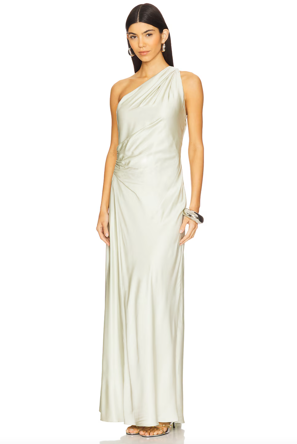 The Aster Satin One Shoulder Gown by A.L.C features a fully lined interior for optimal comfort and structure. Its hidden side zipper ensures a seamless silhouette, while the ruffled satin fabric adds sophisticated texture and movement. Perfect for formal occasions, this gown combines elegant design with practical details for a refined look.