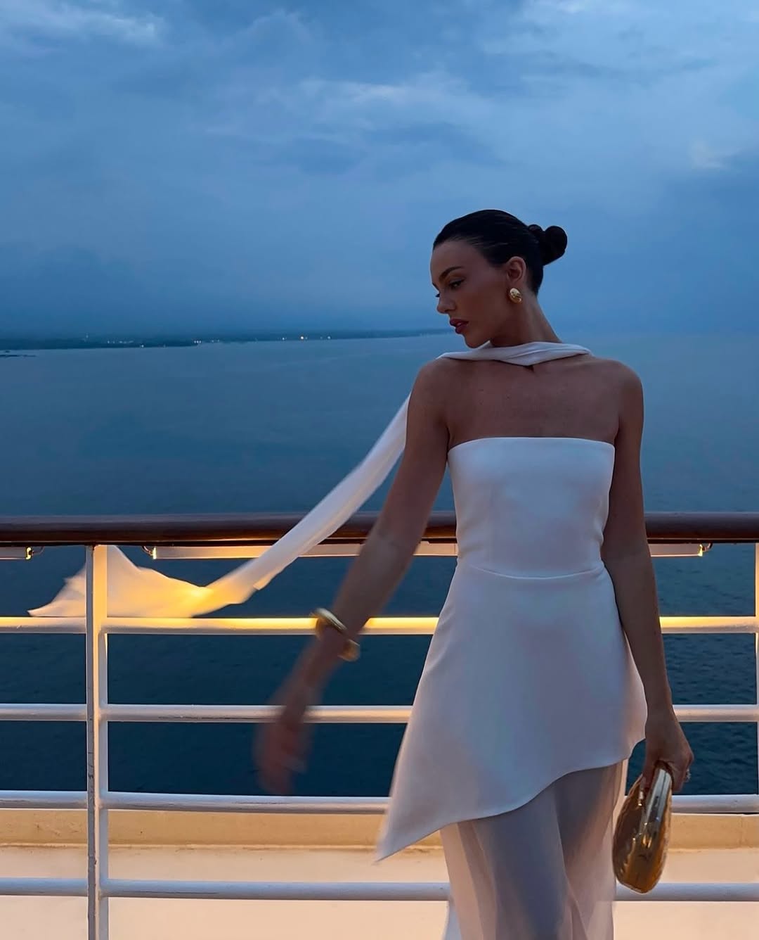 The Monaco Draped Off-Shoulder Evening Maxi Dress