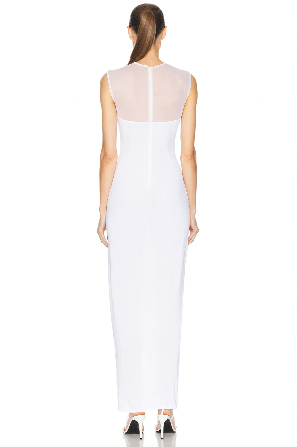 Alaïa’s Molded Dress in mesh is expertly tailored to flatter your natural curves effortlessly. Crafted from subtly stretchy fabric, it promises comfort without compromising on fit. Sheer mesh panels introduce a refined allure, delivering a tasteful hint of elegance that enhances the dress’s sleek silhouette. Ideal for occasions when you want to make a confident, understated statement.