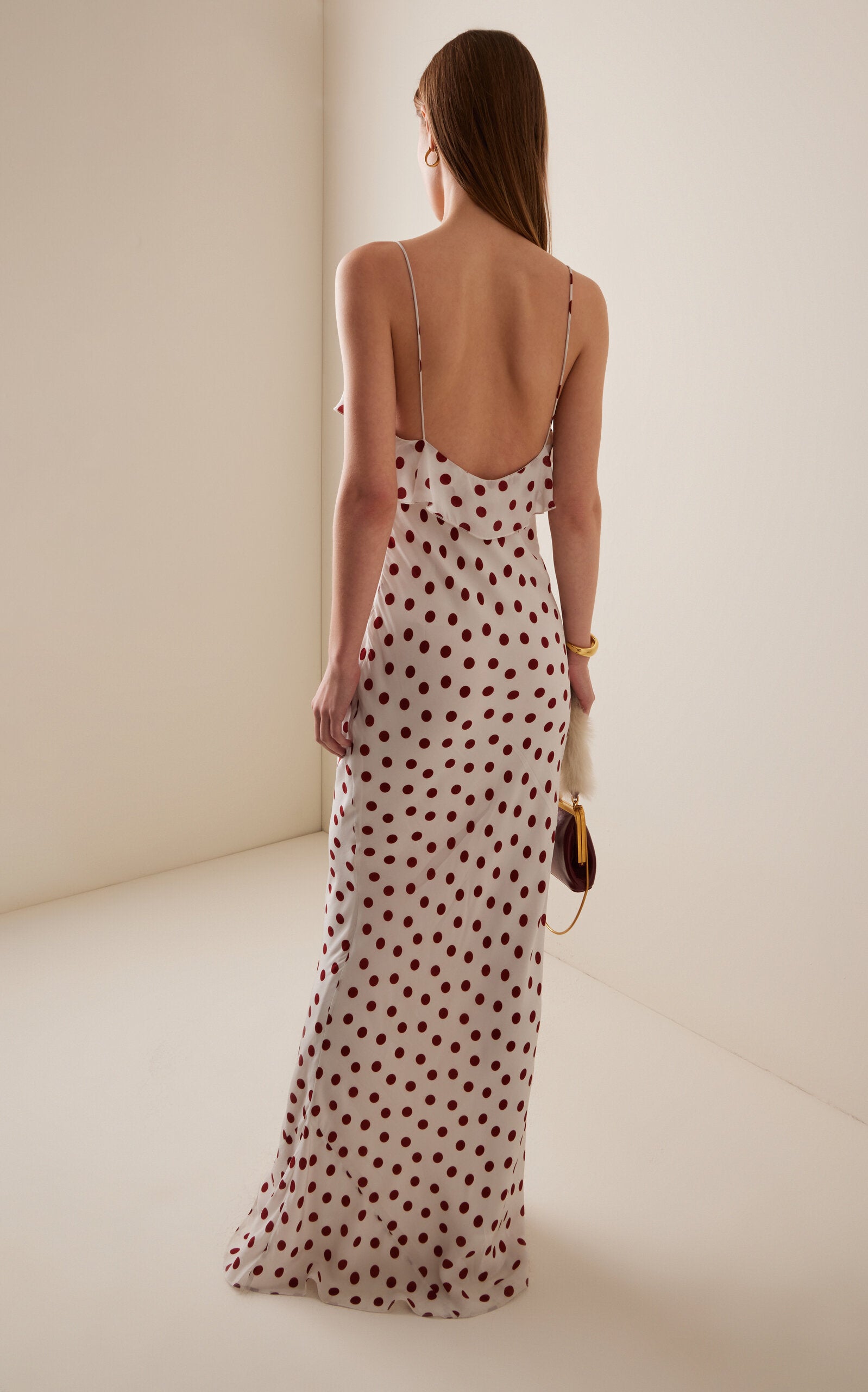 Step into timeless elegance with the Esperanza Dress by De La Vali, crafted from flowing polka-dot crepe de chine. This maxi dress combines lightweight comfort with a flattering silhouette, making it perfect for both day and evening occasions. Its classic print and graceful movement ensure you stand out with sophisticated charm wherever you go.