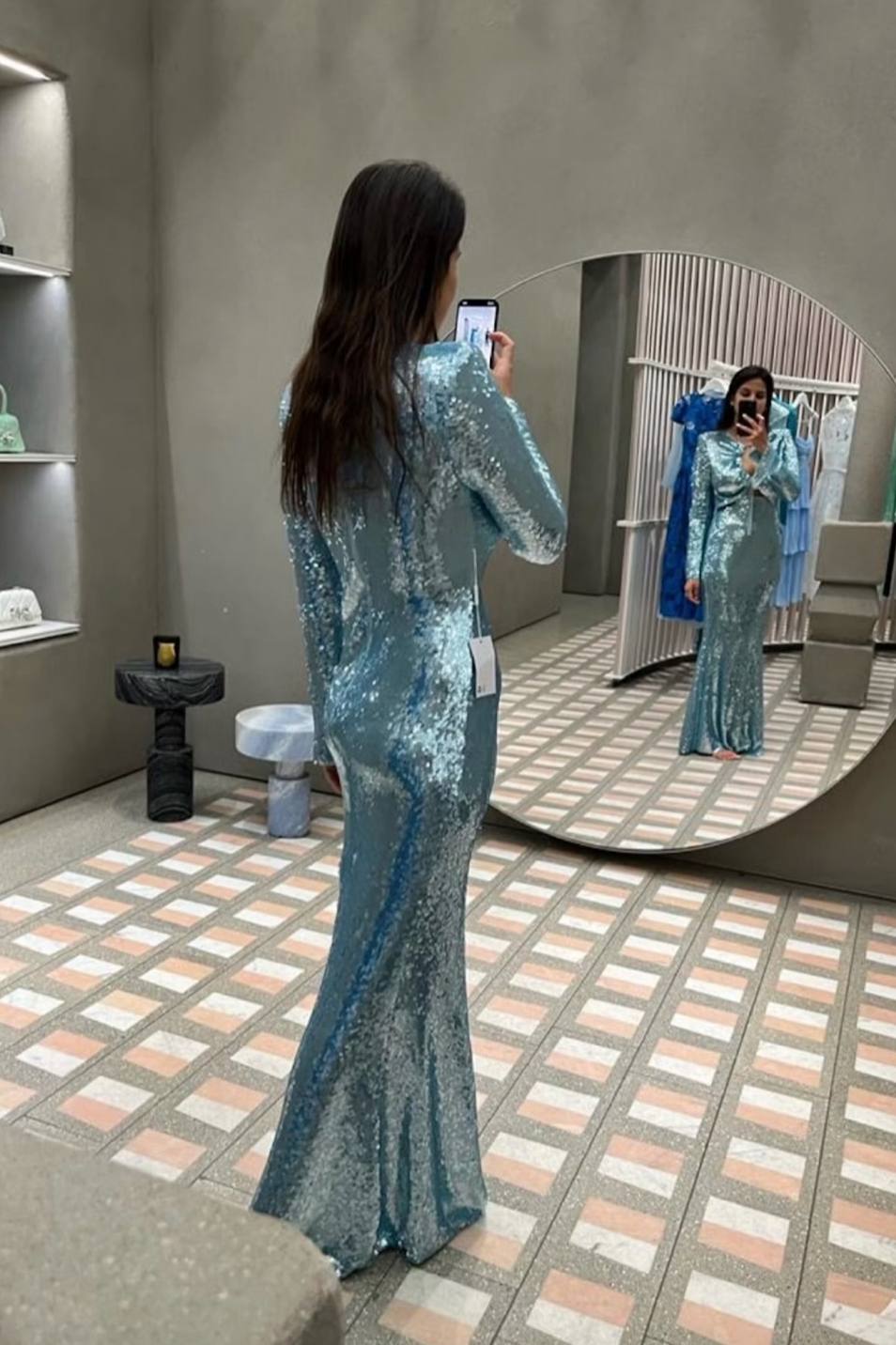 Indulge in glamour and shine with Self-Portrait's Sequin Maxi Dress. Crafted from a comfy woven fabric, this dress flatters with a shapely, slim fit and is adorned with sparkling sequins. Perfect for balls or disco nights, the dress creates a mesmerizing mirror ball effect. Let your inner diva shine!