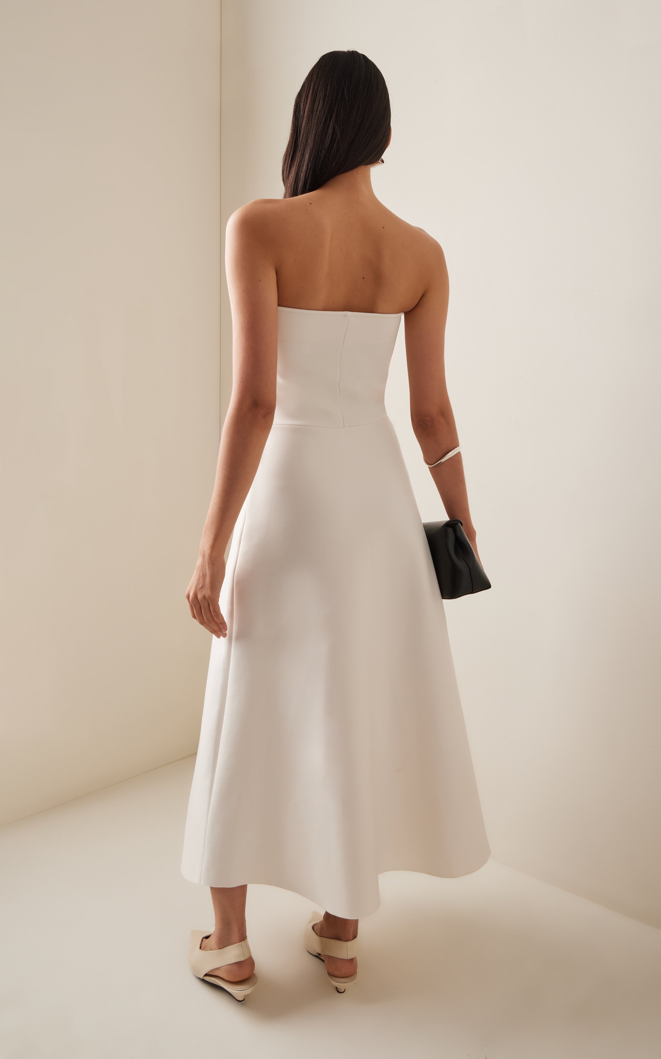 rotate strapless crepe midi dress ROTATE Flower Mesh Tube Dress