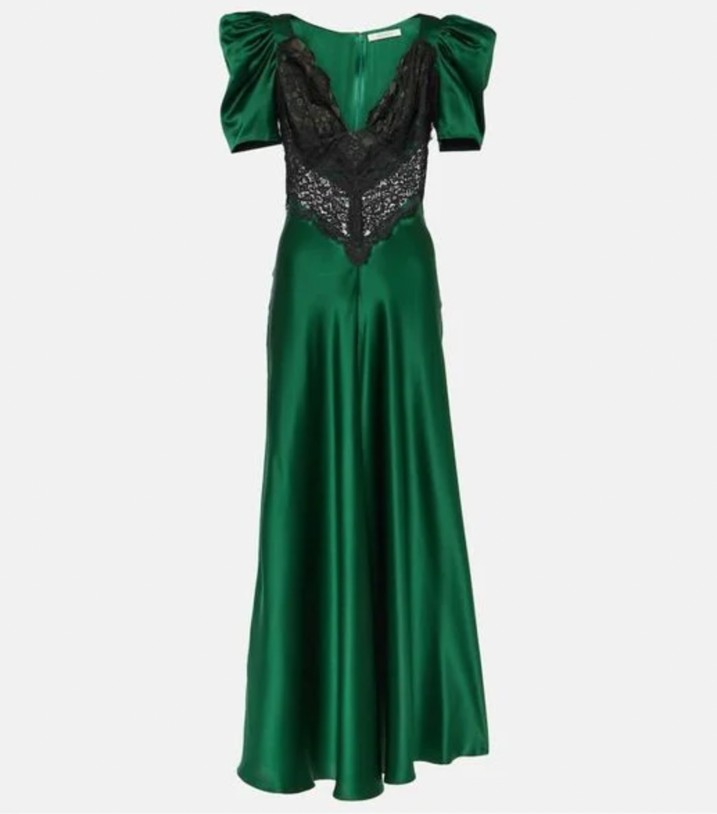 Expertly crafted by Rodarte, this Women's Green Silk Lace Long Dress boasts a stunning design and elegant silhouette. Made of luxurious silk, this dress features delicate lace detailing that adds a touch of femininity. Perfect for any formal occasion, this dress is a must-have for any fashion-forward woman.