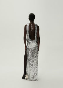 magda butrym silver dress Magda Butrym Silver Choker Sequin Minidress Magda Butrym