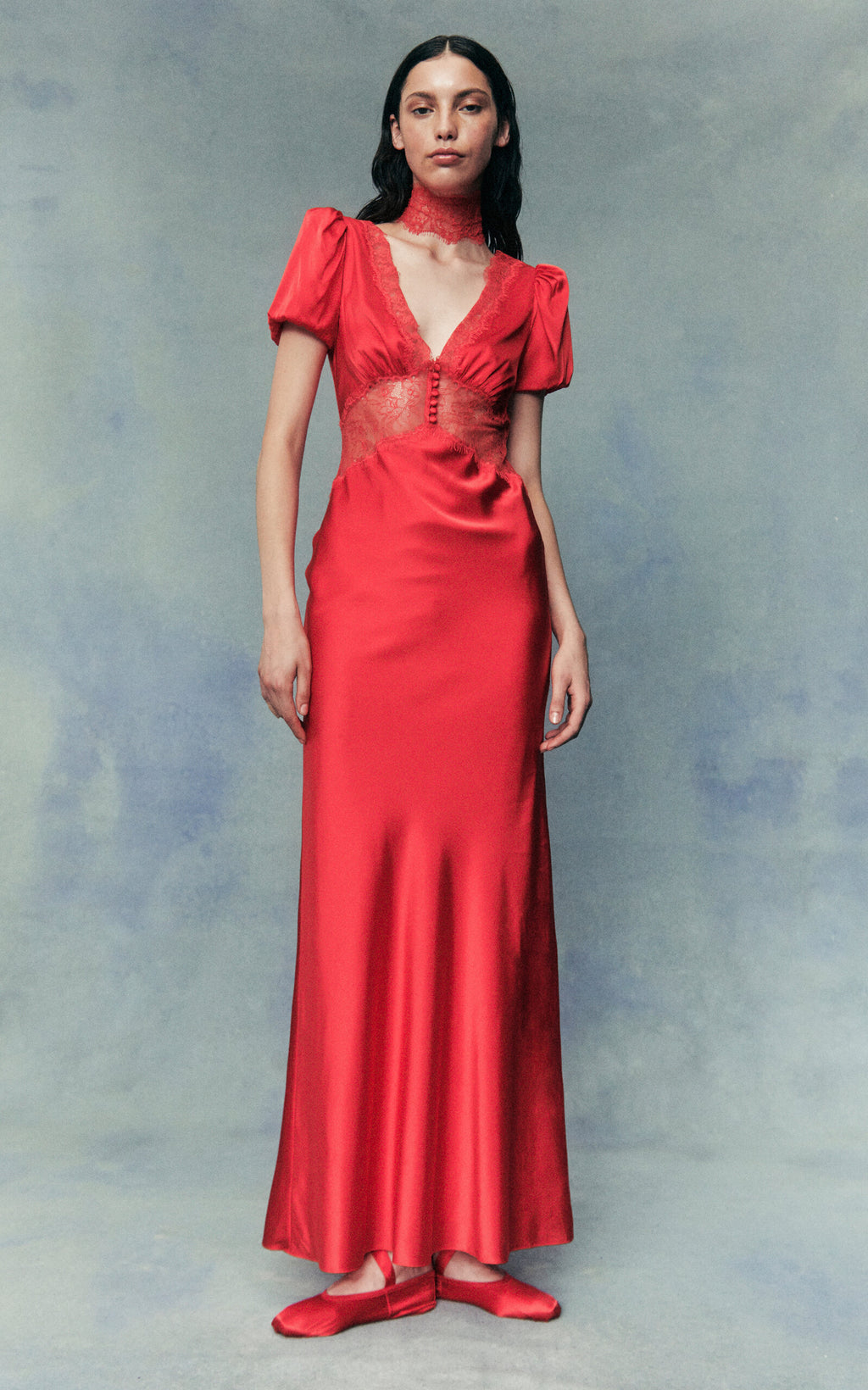 The Pavlova Maxi Dress from De La Vali embodies bold elegance with a bohemian edge. Crafted from a luxurious silk blend, it features delicate lace trimming that elevates its refined design. Its flowing silhouette moves gracefully, offering effortless confidence and making it a standout piece for any occasion. Embrace artistry and sophistication with this captivating maxi dress that honors the spirit of muse Vali Myers.