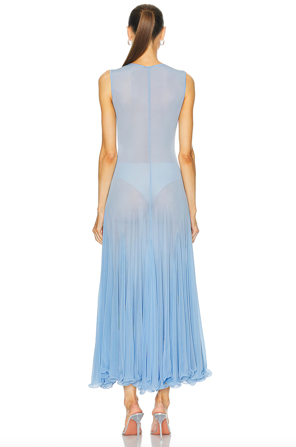 Introducing the Short Sleeve Midi Dress by Magda Butrym. Made with lightweight jersey fabric and elegant pleating, this dress drapes beautifully on your figure. Elevate your wardrobe with this luxurious piece and don't forget to consider undergarments for the sheer finish. Embrace the unexpected with Magda Butrym.