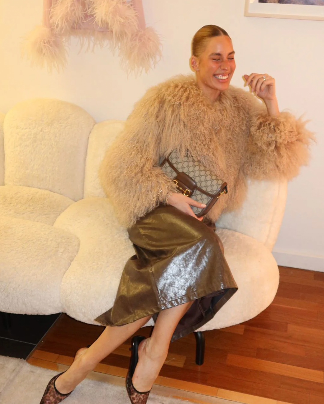 The Georgina Jacket combines timeless style with bold attitude, crafted from 100% luxurious Mongolian lamb fur. Its sleek design features concealed fastenings for a clean, sophisticated look. Perfect for making a statement, this jacket offers both elegance and warmth for any occasion.