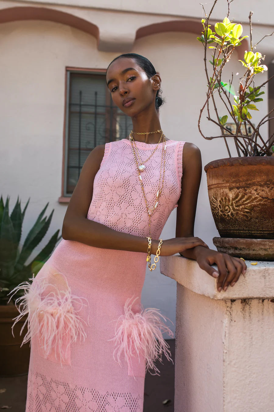 Champagne Rose Knit Dress in Pink – Mademoiselle