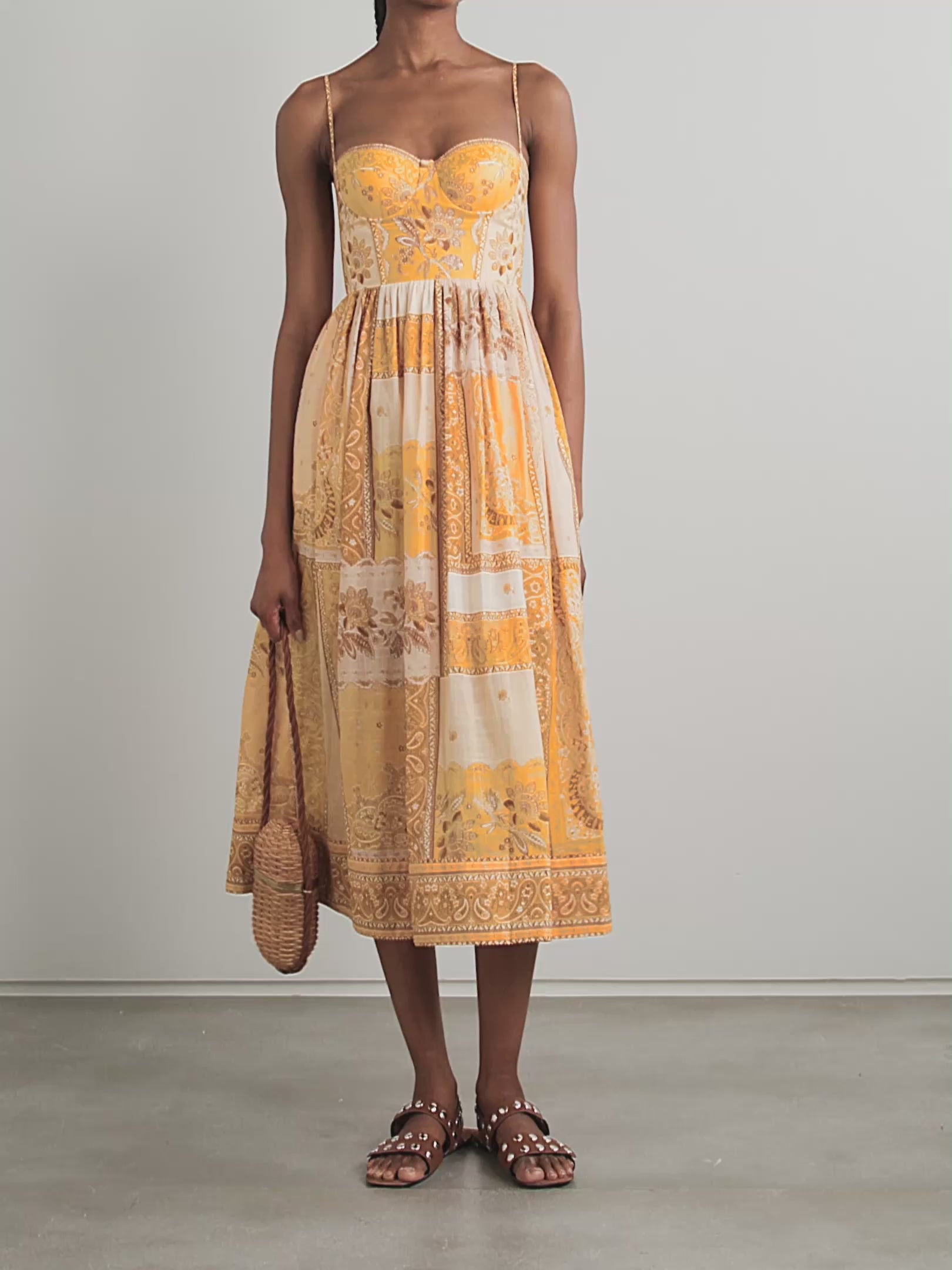 Embrace effortless elegance with this charming midi dress, featuring a vibrant bandana print on breathable cotton-voile fabric. The relaxed silhouette flatters every figure while the midi length offers versatile styling for day-to-night occasions. Perfect for warm weather adventures, casual gatherings, or weekend getaways, this piece brings playful sophistication to your wardrobe. The lightweight cotton-voile keeps you cool and comfortable, while the timeless bandana pattern adds personality and movement. 